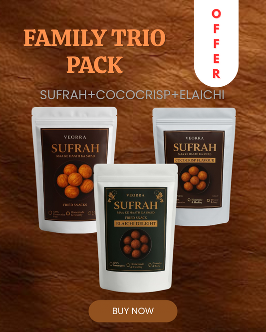 Family Trio Pack: Sufrah, Cococrisp & Elaichi Delight | 250 g x 3